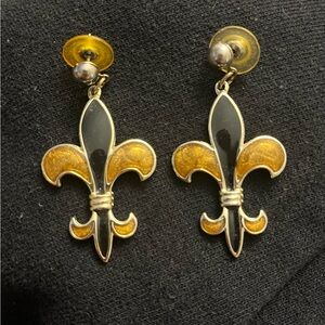 Gold and Black Fleur-de-Lis / NOLA Saints Earrings